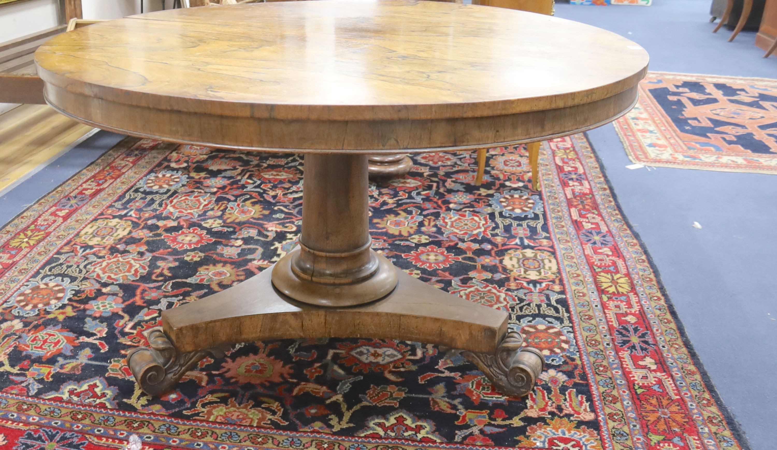 A Regency rosewood breakfast table, diameter 120cm, height 72cm